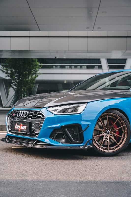 Audi S4 / A4 (with S-line bumper) B9.5 2020 2021 2022 2023 2024 with Aftermarket Parts - Front Canards Pre-preg Carbon Fiber from BCTXE Tuning