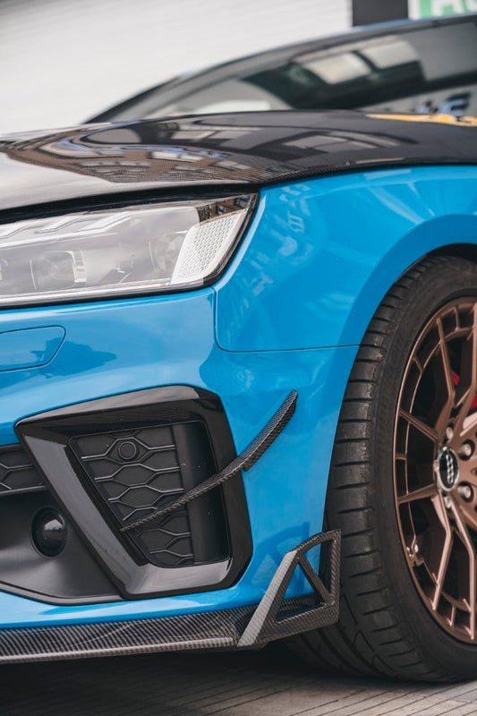 Audi S4 / A4 (with S-line bumper) B9.5 2020 2021 2022 2023 2024 with Aftermarket Parts - Front Canards Pre-preg Carbon Fiber from BCTXE Tuning