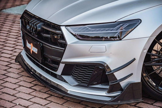 Audi S7 A7 (with s-line bumper, does not base model) C8 2019 2020 2021 2022 2023 2024 with Aftermarket Parts - Front Canards Carbon Fiber from BCTXE Tuning