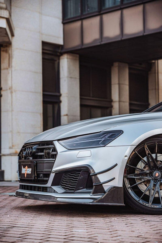 Audi S7 A7 (with s-line bumper, does not base model) C8 2019 2020 2021 2022 2023 2024 with Aftermarket Parts - Front Canards Carbon Fiber from BCTXE Tuning