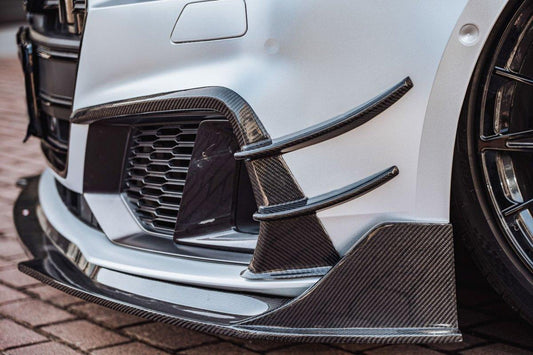 Audi S7 A7 (with s-line bumper, does not base model) C8 2019 2020 2021 2022 2023 2024 with Aftermarket Parts - Front Canards Carbon Fiber from BCTXE Tuning