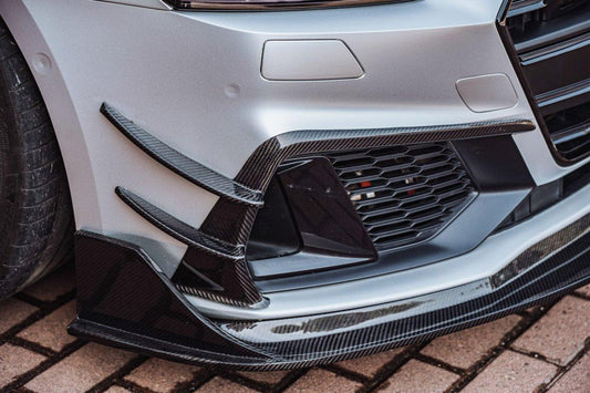 Audi S7 A7 (with s-line bumper, does not base model) C8 2019 2020 2021 2022 2023 2024 with Aftermarket Parts - Front Canards Carbon Fiber from BCTXE Tuning