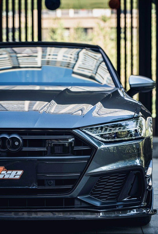 Audi S7 A7 (with s-line bumper, does not base model) C8 2019 2020 2021 2022 2023 2024 with Aftermarket Parts - Front Lip Carbon Fiber from BCTXE Tuning