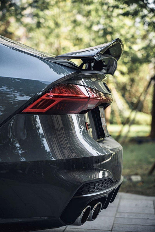 Audi RS7 S7 A7 C8 2019 2020 2021 2022 2023 2024 with Aftermarket Parts - V2 Style Rear Spoiler Carbon Fiber from BCTXE Tuning