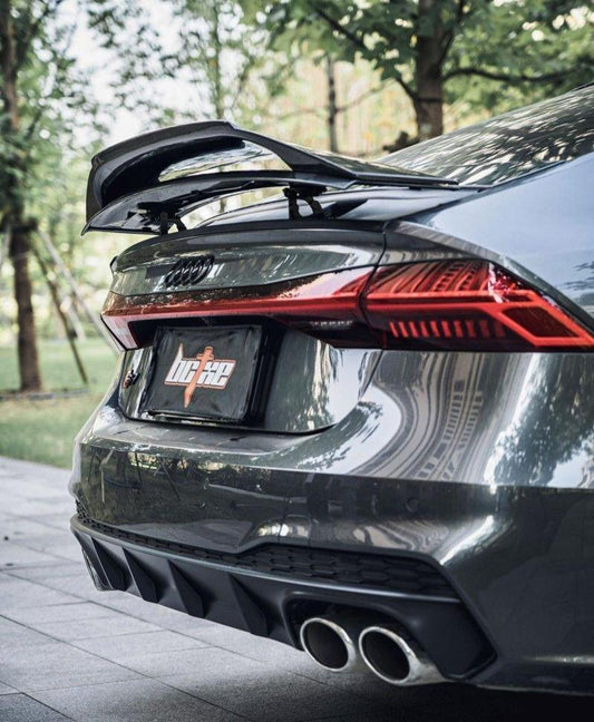 Audi RS7 S7 A7 C8 2019 2020 2021 2022 2023 2024 with Aftermarket Parts - V2 Style Rear Spoiler Carbon Fiber from BCTXE Tuning