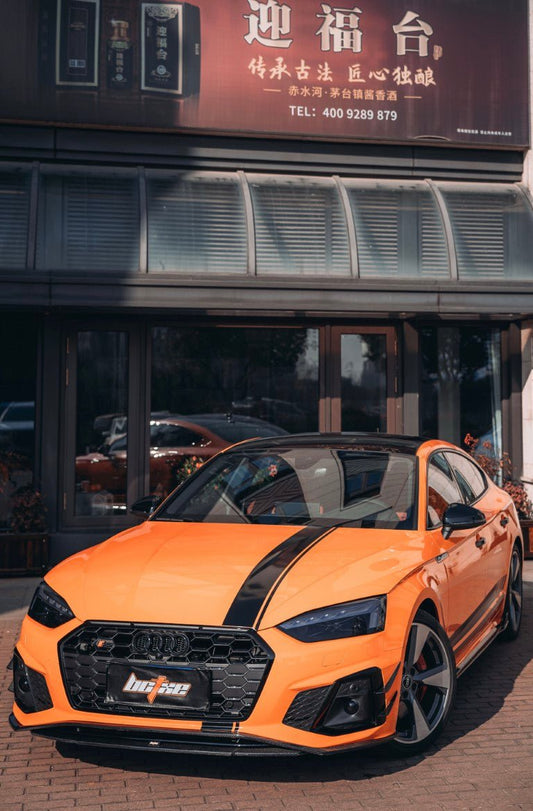 Audi S5 A5 (with s-line bumper, does not base model) B9.5 2020 2021 2022 2023 2024 with Aftermarket Parts - Front Lip Pre-preg Carbon Fiber from BCTXE Tuning
