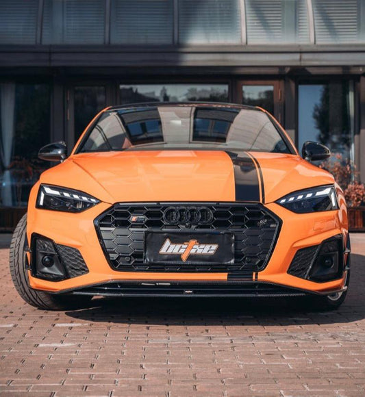 Audi S5 A5 (with s-line bumper, does not base model) B9.5 2020 2021 2022 2023 2024 with Aftermarket Parts - Front Lip Pre-preg Carbon Fiber from BCTXE Tuning