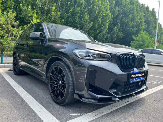 BMW X3M X3MC F97 LCI 2022 2023 2024 & X4M X4MC F98 LCI 2022 2023 2024 with Aftermarket Parts - Front Lip Pre-preg Carbon Fiber from BCTXE Tuning