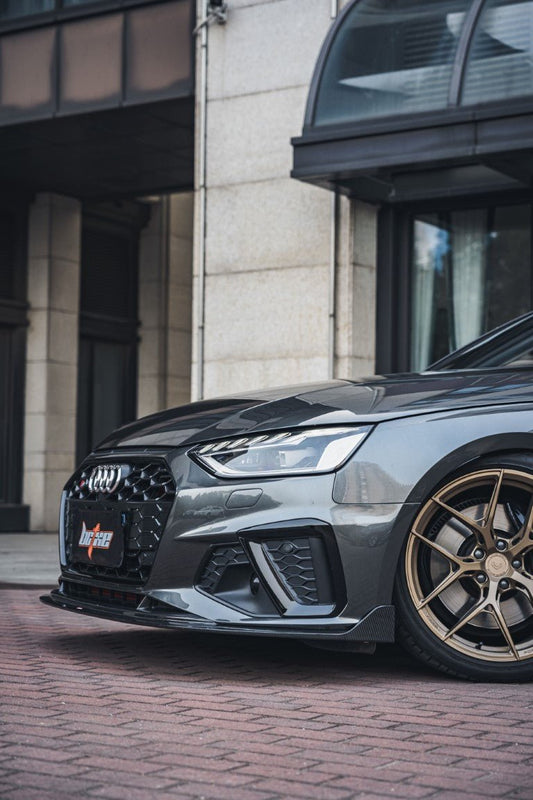 Audi S4 A4 S-line (with S-line bumper, does not fit base model) B9.5 2020 2021 2022 2023 2024 with Aftermarket Parts - V1 Front Lip Pre-preg Carbon Fiber from BCTXE Tuning