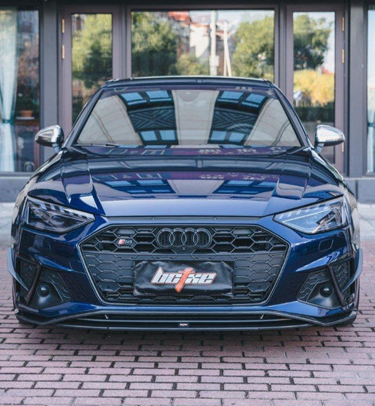 Audi S4 / A4 (with S-line bumper) B9.5 2020 2021 2022 2023 2024 with Aftermarket Parts - V2 Front Lip Pre-preg Carbon Fiber from BCTXE Tuning