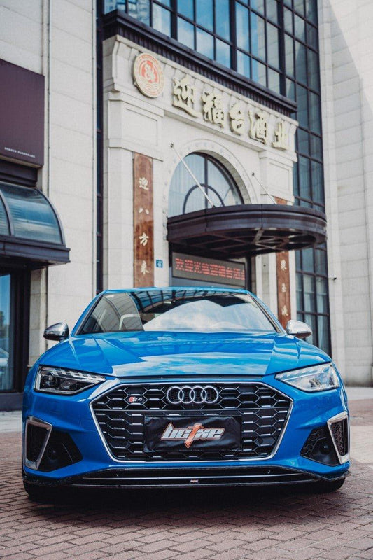 Audi S4 / A4 (with S-line bumper) B9.5 2020 2021 2022 2023 2024 with Aftermarket Parts - V2 Front Lip Pre-preg Carbon Fiber from BCTXE Tuning
