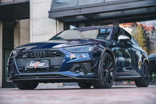 Audi S4 / A4 (with S-line bumper) B9.5 2020 2021 2022 2023 2024 with Aftermarket Parts - V2 Front Lip Pre-preg Carbon Fiber from BCTXE Tuning