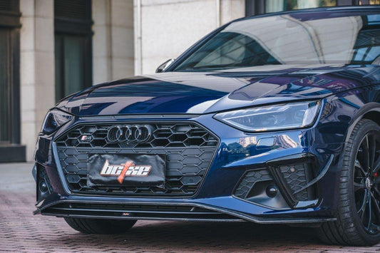 Audi S4 / A4 (with S-line bumper) B9.5 2020 2021 2022 2023 2024 with Aftermarket Parts - V2 Front Lip Pre-preg Carbon Fiber from BCTXE Tuning