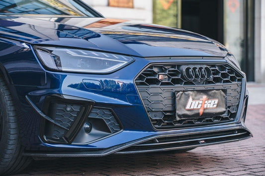 Audi S4 / A4 (with S-line bumper) B9.5 2020 2021 2022 2023 2024 with Aftermarket Parts - V2 Front Lip Pre-preg Carbon Fiber from BCTXE Tuning