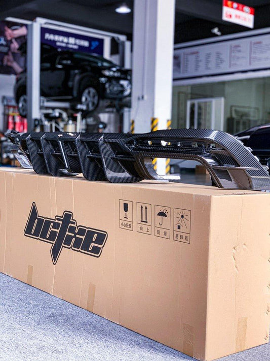 Audi S4 / A4 (with S-line bumper) B9.5 2020 2021 2022 2023 2024 with Aftermarket Parts - V1 Rear Diffuser Pre-preg Carbon Fiber from BCTXE Tuning