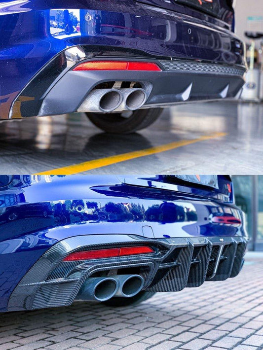 Audi S4 / A4 (with S-line bumper) B9.5 2020 2021 2022 2023 2024 with Aftermarket Parts - V1 Rear Diffuser Pre-preg Carbon Fiber from BCTXE Tuning