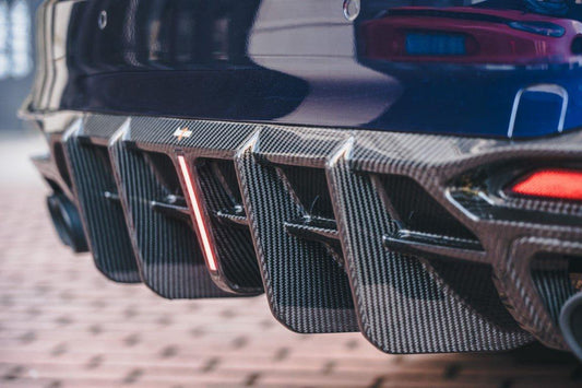 Audi S4 / A4 (with S-line bumper) B9.5 2020 2021 2022 2023 2024 with Aftermarket Parts - V1 Rear Diffuser Pre-preg Carbon Fiber from BCTXE Tuning