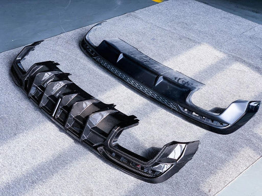 Audi S4 / A4 (with S-line bumper) B9.5 2020 2021 2022 2023 2024 with Aftermarket Parts - V1 Rear Diffuser Pre-preg Carbon Fiber from BCTXE Tuning