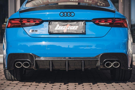 Audi S5 A5 (with s-line bumper, does not base model) B9.5 2020 2021 2022 2023 2024 with Aftermarket Parts - V1 Rear Diffuser Pre-preg Carbon Fiber from BCTXE Tuning