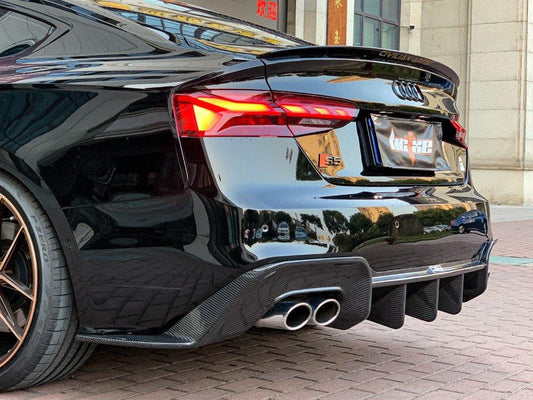 Audi S5 A5 (with s-line bumper, does not base model) B9.5 2020 2021 2022 2023 2024 with Aftermarket Parts - V1 Rear Diffuser Pre-preg Carbon Fiber from BCTXE Tuning