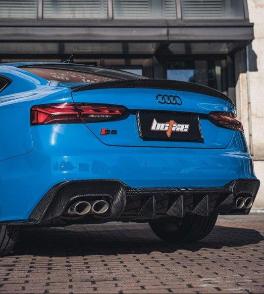 Audi S5 A5 (with s-line bumper, does not base model) B9.5 2020 2021 2022 2023 2024 with Aftermarket Parts - V1 Style Rear Diffuser Pre-preg Carbon Fiber from BCTXE Tuning