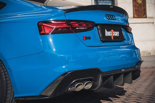 Audi S5 A5 (with s-line bumper, does not base model) B9.5 2020 2021 2022 2023 2024 with Aftermarket Parts - V1 Rear Diffuser Pre-preg Carbon Fiber from BCTXE Tuning
