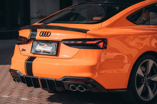 Audi S5 A5 S-line (with s-line bumper, does not base model) B9.5 2020 2021 2022 2023 2024 with Aftermarket Parts - V2 Rear Diffuser Pre-preg Carbon Fiber from BCTXE Tuning