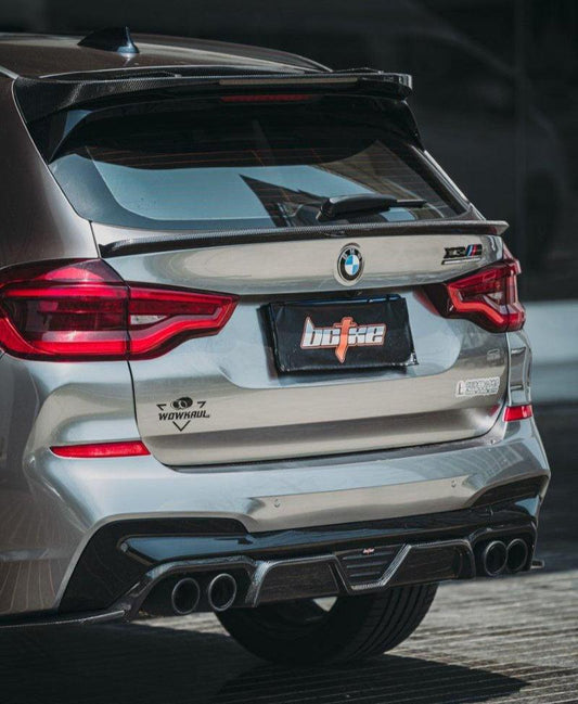 BMW X3 G01 Pre-LCI 2019 2020 2021 with Aftermarket Parts - Rear Roof Spoiler Carbon Fiber from BCTXE Tuning