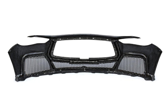 Infiniti Q50 Red Sport 400 Luxe Sensory Signature Premium Pure 2014-ON with Aftermarket Parts - Project Black S Concept Style Front Bumper & Lip Carbon Fiber / FRP from CMST Tuning