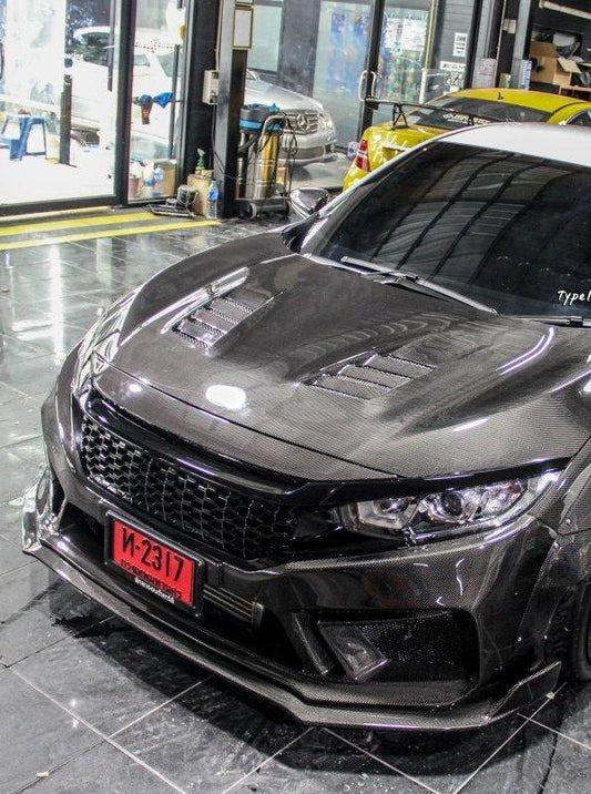 Upgrade Your Honda Civic 10th Gen FC1 FC2 FC5 FC6 2016-2021 & Civic 10th Gen FC3 FC4 FK7 2017-2021 with Aftermarket Parts - Front Bumper & Lip Carbon Fiber / FRP from CMST Tuning