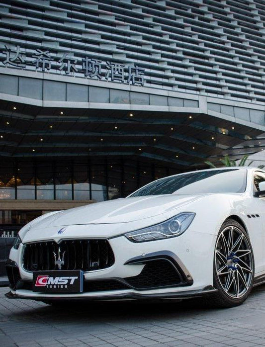 Maserati Ghibli 2014-2017 with Aftermarket Parts - Front Bumper Insert Trim Carbon Fiber / FRP from CMST Tuning