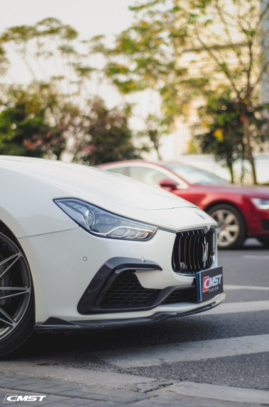 Maserati Ghibli 2014-2017 with Aftermarket Parts - Front Bumper Insert Trim Carbon Fiber / FRP from CMST Tuning