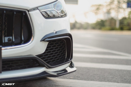 Maserati Ghibli 2014-2017 with Aftermarket Parts - Front Bumper Insert Trim Carbon Fiber / FRP from CMST Tuning