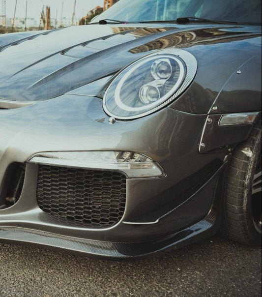 Porsche 997.1 911 Carrera/S/4S 2005 2006 2007 2008 & 997.1 911 Carrera/S/4S 2009 2010 2011 2012 & (Designed to be installed together only with CMST GT3 conversion kit bumper) with Aftermarket Parts - Front Canards Carbon Fiber / FRP from CMST Tuning