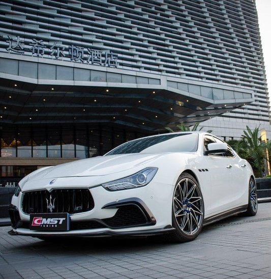 Maserati Ghibli 2014-2017 with Aftermarket Parts - Front Lip Splitter Carbon Fiber / FRP from CMST Tuning