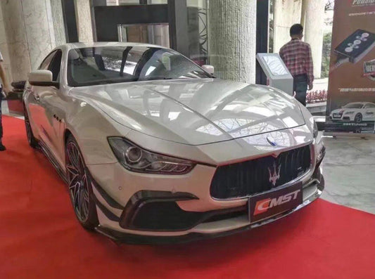Maserati Ghibli 2014-2017 with Aftermarket Parts - Front Lip Splitter Carbon Fiber / FRP from CMST Tuning