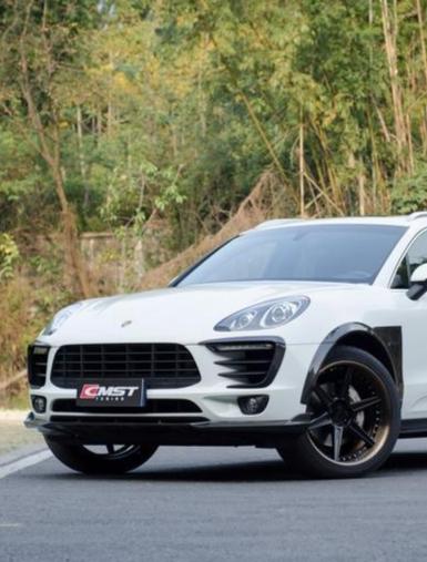 Porsche Macan 95B.1 Base/S 2015-2018 with Aftermarket Parts - Carbon Fiber & FRP Front Lip from CMST Tuning