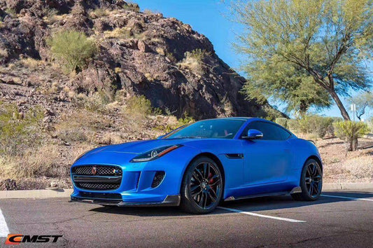 Jaguar F-Type SVR R S Base 2014-2020 with Aftermarket Parts - Front Lip Splitter Carbon Fiber / FRP from CMST Tuning