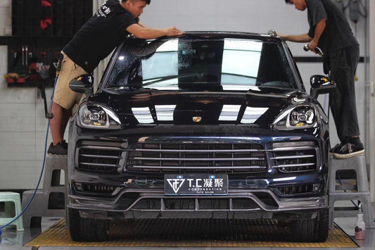 Porsche Cayenne 9Y0 9Y0.1 Base/S 2019-2023 & Cayenne 9Y3 9Y3.1 Base/S 2019-2023 (fitment not suitable for bumpers with sport design package) with Aftermarket Parts - Carbon Fiber & FRP Upper Valences from CMST Tuning