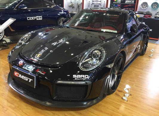 Porsche 911 991 991.1 991.2 Cayman Boxster 981 718 with Aftermarket Parts - GT2RS Hood Bonnet Carbon Fiber / FRP from CMST Tuning
