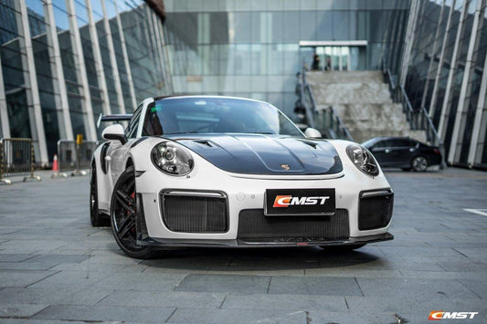 Porsche 911 991 991.1 991.2 Cayman Boxster 981 718 with Aftermarket Parts - GT2RS Hood Bonnet Carbon Fiber / FRP from CMST Tuning