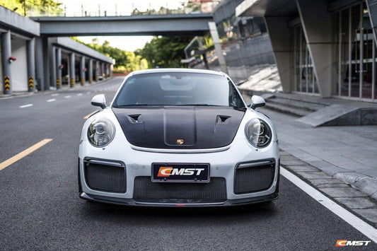 Porsche 911 991 991.1 991.2 Cayman Boxster 981 718 with Aftermarket Parts - GT2RS Hood Bonnet Carbon Fiber / FRP from CMST Tuning