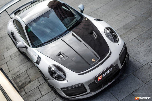 Porsche 911 991 991.1 991.2 Cayman Boxster 981 718 with Aftermarket Parts - GT2RS Hood Bonnet Carbon Fiber / FRP from CMST Tuning