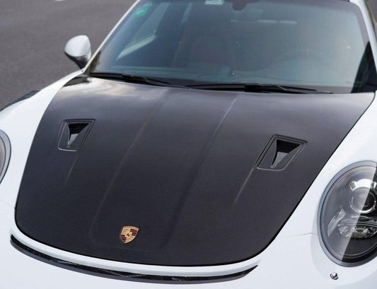 Porsche 911 991 991.1 991.2 Cayman Boxster 981 718 with Aftermarket Parts - GT2RS Hood Bonnet Carbon Fiber / FRP from CMST Tuning