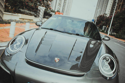 Porsche 987.1 Cayman & Boxster Base / S 2005 2006 2007 2008 & 987.2 Boxster Base / S / R 2009 2010 2011 2012 & 997.1 911 Carrera/S/4S/Targa/Targa4S/GTS/Turbo/Turbo S/GT3/GT3RS 2005 2006 2007 2008 & 997.1 911 Carrera/S/4S/Targa/Targa4S/GTS/Turbo/Turbo S/GT3/GT3RS/GT2 2009 2010 2011 2012 with Aftermarket Parts - Hood Carbon Fiber / FRP from CMST Tuning