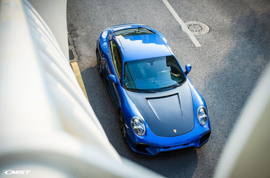 Porsche 911 991 991.1 991.2 Cayman Boxster 981 718 with Aftermarket Parts - Classic Hood Bonnet Carbon Fiber / FRP from CMST Tuning