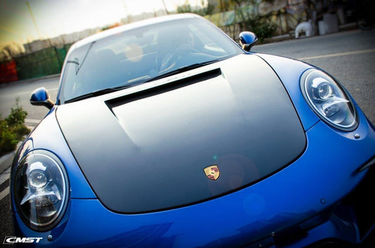 Porsche 911 991 991.1 991.2 Cayman Boxster 981 718 with Aftermarket Parts - Classic Hood Bonnet Carbon Fiber / FRP from CMST Tuning