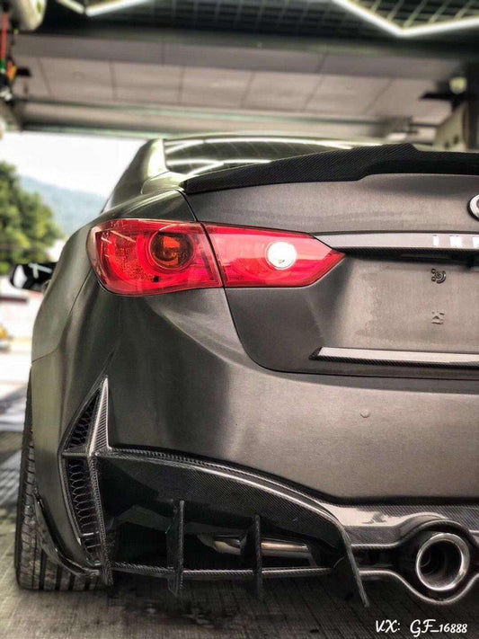 Infiniti Q50 Red Sport 400 Luxe Sensory Signature Premium Pure 2014-ON with Aftermarket Parts - Rear Bumper & Diffuser Carbon Fiber / FRP from CMST Tuning