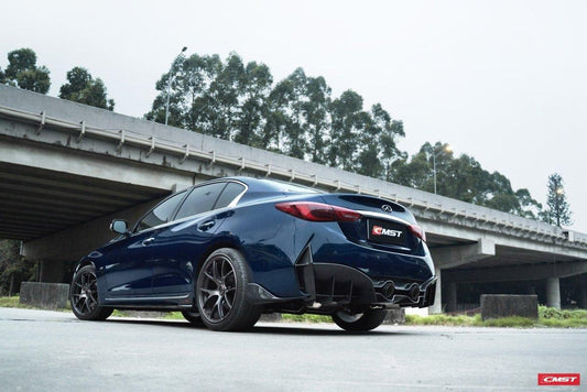 Infiniti Q50 Red Sport 400 Luxe Sensory Signature Premium Pure 2014-ON with Aftermarket Parts - Rear Bumper & Diffuser Carbon Fiber / FRP from CMST Tuning