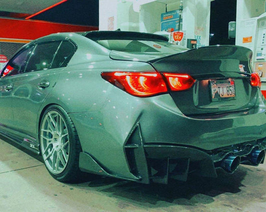 Infiniti Q50 Red Sport 400 Luxe Sensory Signature Premium Pure 2014-ON with Aftermarket Parts - Rear Bumper & Diffuser Carbon Fiber / FRP from CMST Tuning